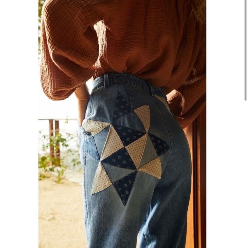 We The Free Down to Earth Patched Jeans Size 24 NWT